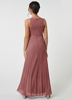 Azazie Lindie Junior Desert Rose A-Line Pleated Chiffon Dress image2