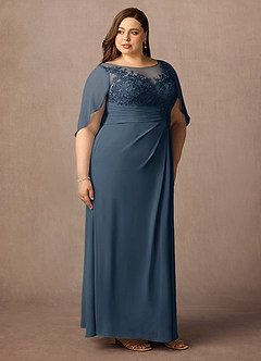 Azazie Hera Brudens mor kjoler A-Line Blonde Capelet Chiffon Gulv-længde Kjole image10