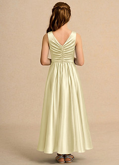 Azazie Ducky Girls Formal Flower Girl Dresses Lemon Sorbet A-Line Pleated Stretch Satin Dress image2