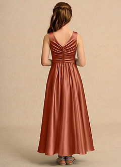 Azazie Ducky Girls Formal Flower Girl Dresses Cedar Rose A-Line Pleated Stretch Satin Dress image2