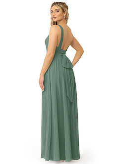 Azazie Kora Bridesmaid Dresses Eucalyptus A-Line Pleated Chiffon Dress image5