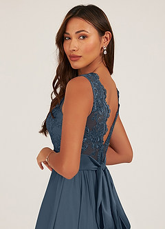 Azazie Gertrude Bridesmaid Dresses Neptune A-Line Lace Chiffon Dress image14