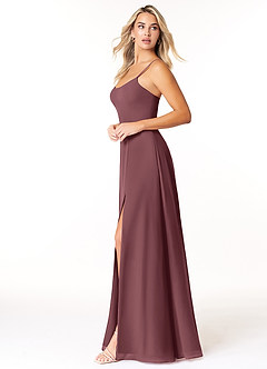 Azazie Moira Bridesmaid Dresses Sangria A-Line Scoop Chiffon Dress image3