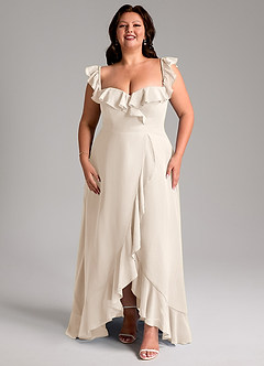 Azazie Lyra Bridesmaid Dresses White Alabaster A-Line Chiffon Convertible Dress image15