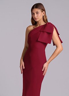 Azazie Yuanna Bridesmaid Dresses Burgundy Mermaid One Shoulder Chiffon Dress image7