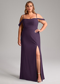 Azazie Saige Bridesmaid Dresses Plum A-Line Off the Shoulder Chiffon Convertible Dress image13