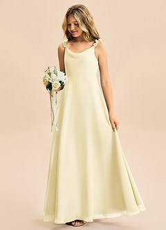 Azazie Elodie Junior Lemon Sorbet A-Line Chiffon Dress image1