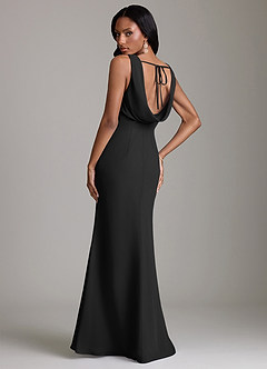 Azazie Linelle Bridesmaid Dresses Black Mermaid Pleated Chiffon Dress image2