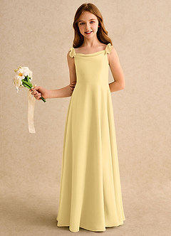 Azazie Puppy Girls Formal Flower Girl Dresses Butter A-Line Pleated Chiffon Dress image4