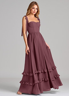Azazie Anastacia Bridesmaid Dresses Sangria A-Line Sweetheart Neckline Chiffon Dress image4