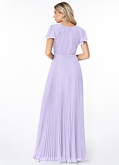 Azazie Kara Modest Bridesmaid Dresses A-Line Pleated Chiffon Floor-Length Dress image2