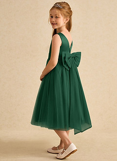 Azazie Winnie Flower Girl Dresses Dark Green Ball-Gown Bow Tulle Dress image5