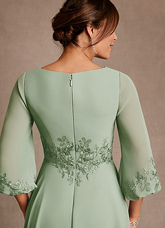 Azazie Yorba vestidos de madre de la novia Vestido de Salvia Polvorienta de Gasa de Corte en A con Encaje image6