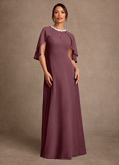 Azazie Winnifred Suknie dla Matki Panny Młodej Linia A Zroszony Szyfon Długość podłogi Sukienka image1