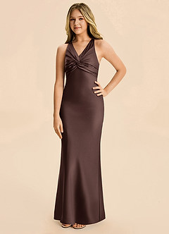 Azazie Hati Junior Ganache Mermaid Stretch Satin Dress image5