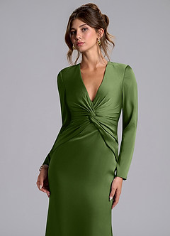 Azazie Valerie Bridesmaid Dresses Juniper Mermaid Long Sleeve Stretch Satin Dress image6
