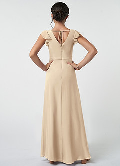 Azazie Claudine Junior Champagne A-Line Pleated Chiffon Dress image2