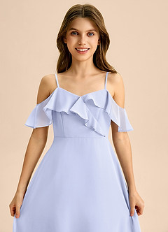 Azazie Kamilla Junior A-Linie Schulterfrei Chiffon Kleid Lavendel image7