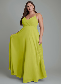 Azazie Amani Brautjungfernkleider A-Linie Plissee Chiffon Kleid Zitronengras image7