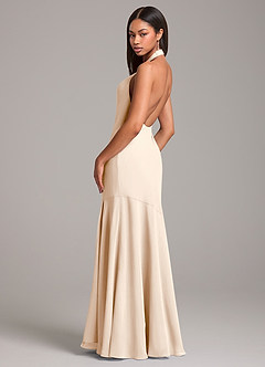 Azazie Lorena Final Sale White Alabaster Mermaid Pleated Chiffon Dress image6