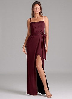 Azazie Jamie Bridesmaid Dresses Cabernet A-Line Strapless Stretch Satin Convertible Dress image8