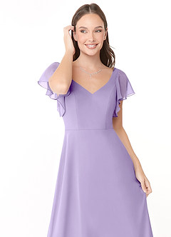 Azazie Syenna Brautjungfernkleider A-Linie Gestreift Chiffon Kleid Flieder image5