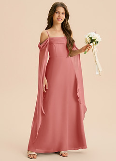 Azazie Moana Junior Linia A Pofałdowany Szyfon Długość podłogi Młodsza druhna Sukienka image6