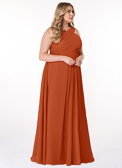 Azazie Kaleigh Bridesmaid Dresses Burnt Orange A-Line Pleated Chiffon Dress image10