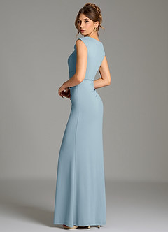 Azazie Chantal Bridesmaid Dresses Dusty Blue Mermaid Pleated Premium Stretch Jersey Dress image7
