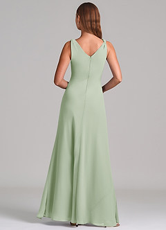 Azazie Nerine Brudtärnklänningar Klä av A-Linje i Chiffong Plisserad Dusty Sage image5