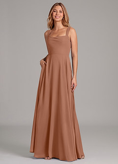 Azazie Shaude Brautjungfernkleider A-Linie Plissee Chiffon Kleid Bronzer image3