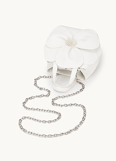 front Faux Leather 3D Camellia Flower Handbag