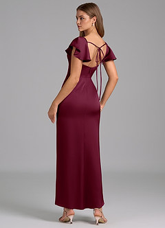 Azazie Demia Bridesmaid Dresses Mulberry Sheath Sweetheart Neckline Stretch Satin Dress image2