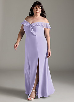 Azazie Sophie Bridesmaid Dresses Lilac A-Line Off the Shoulder Chiffon Convertible Dress image16