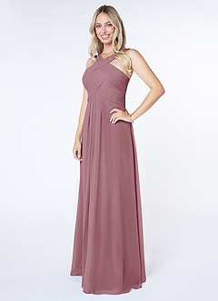 Azazie Kaleigh Bridesmaid Dresses Vintage Mauve A-Line Pleated Chiffon Dress image3