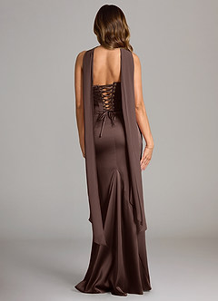 Azazie Sorrel Robes de demoiselle d'honneur Robe Sirène Convertible en Satin extensible Sans bretelles Ganache image2