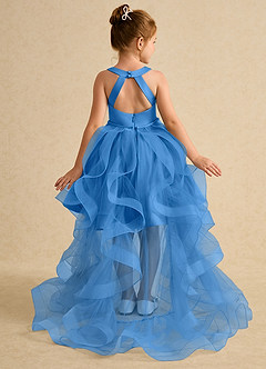 Azazie Julietta Flower Girl Dresses Blue Jay Ball-Gown Convertible Tulle Dress image1