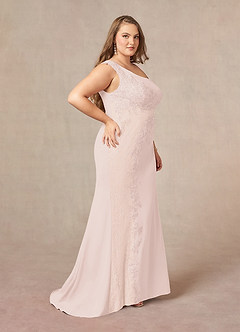 Azazie Juliane Mother of the Bride Dresses Blushing Pink Mermaid Sequins Lace Dress image9