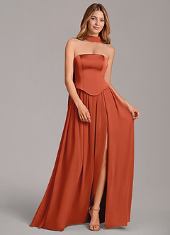 Azazie Cadence Suknie dla druhen Linia A Gorset Satyna elastyczna Do ziemi Sukienka image3