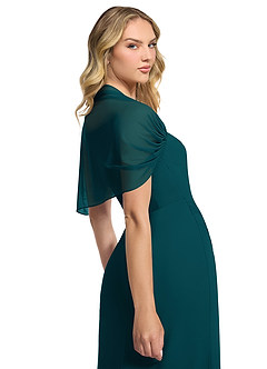 Azazie Zia Bridesmaid Dresses Pine Sheath Side Slit Chiffon Convertible Dress image6