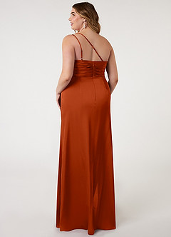 Azazie Eren Bridesmaid Dresses Paprika Mermaid One Shoulder Stretch Satin Dress image7