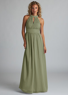 Azazie Camella Final Sale Cabernet A-Line Pleated Chiffon Dress image1