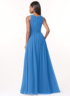 Azazie Harper Bridesmaid Dresses Blue Jay A-Line Pleated Chiffon Dress image2