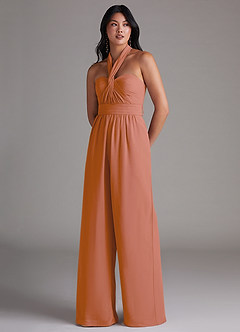 Azazie Lamara Bridesmaid Dresses MAI TAI Off the Shoulder Chiffon Convertible Jumpsuit image8