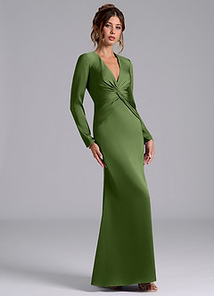 Azazie Valerie Bridesmaid Dresses Juniper Mermaid Long Sleeve Stretch Satin Dress image4