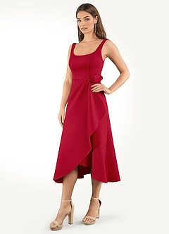 Sabina Red Tie Midi Dress image5