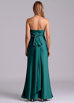 Azazie Ailanie Brudtärnklänningar Klä av Tubklänning i Stretch Satin Axelbandslös Påfågelblå image7