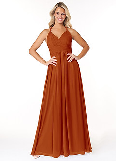 Azazie Ashia Bridesmaid Dresses Paprika A-Line Pleated Chiffon Dress image1