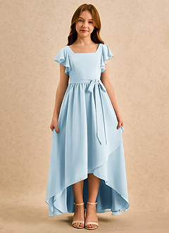 Azazie Milly Girls Formal Flower Girl Dresses Sky Blue A-Line Pleated Chiffon Dress image5
