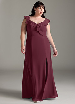 Azazie Sophie Vestidos de damas de honor Vestido de Cabernet de Gasa de Corte en A Convertible con Vestidos sin tirantes image9